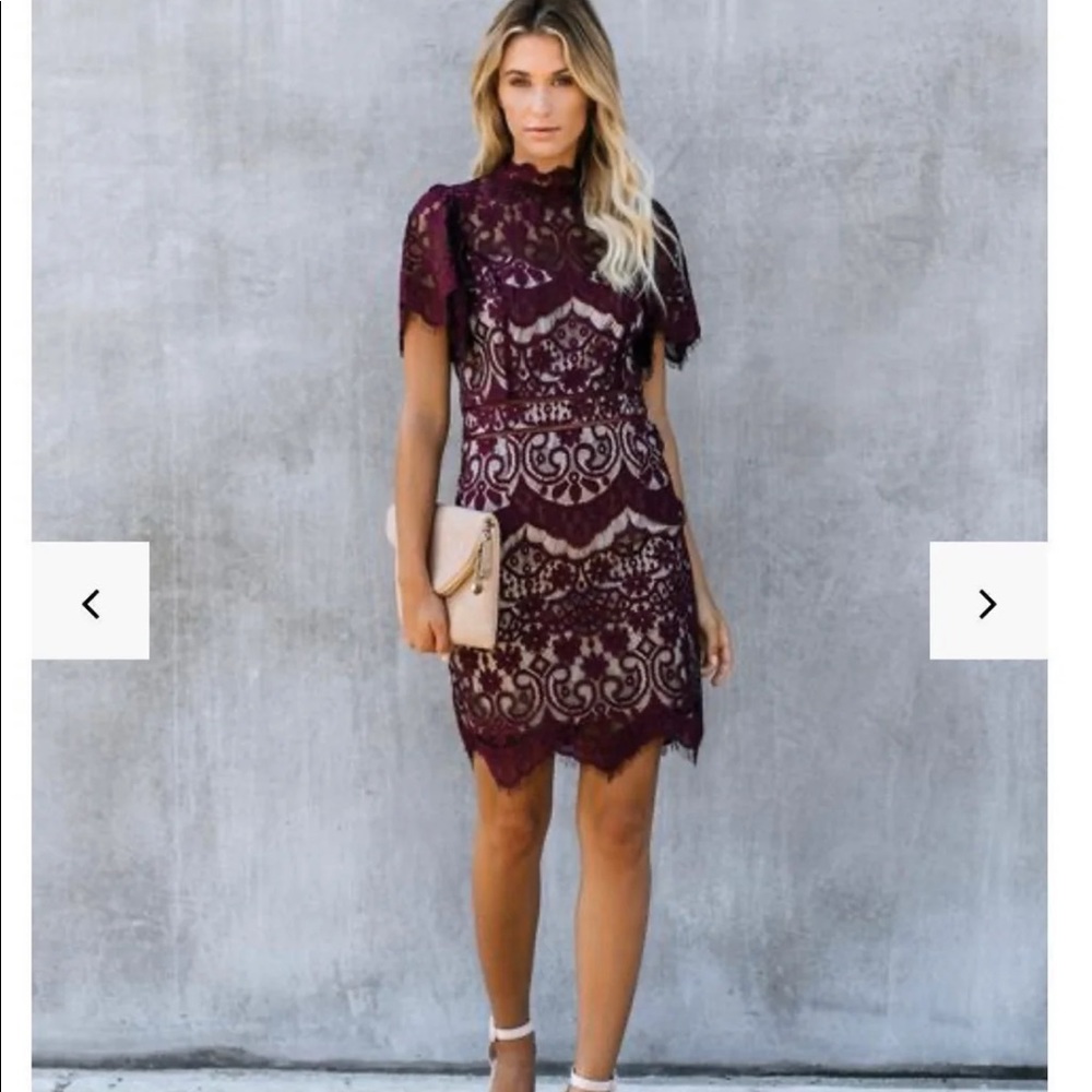 Flying tomato lace dress burgundy